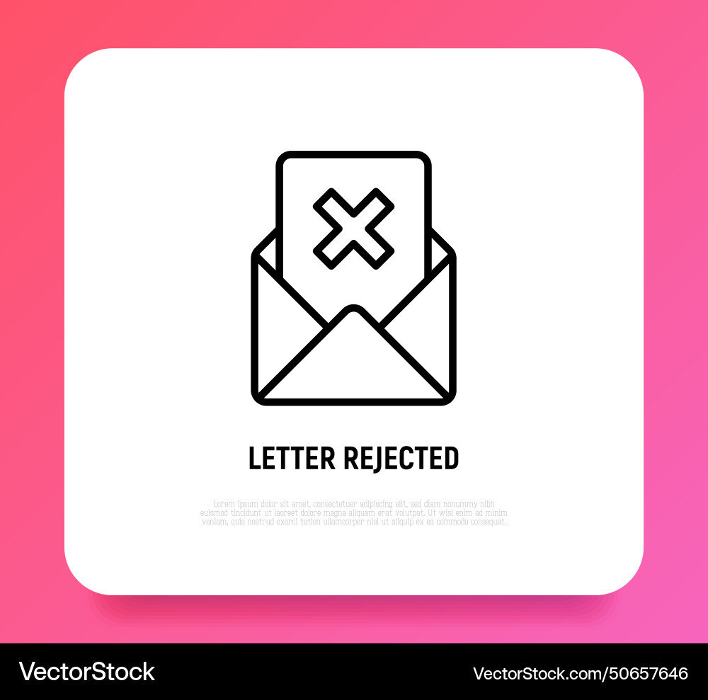 Rejected document opened envelope with cross Vector Image