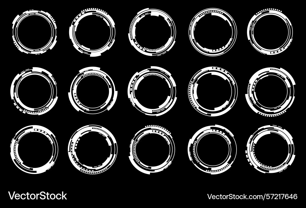 Set of sci fi white circle user interface Set of sci fi white circle user interface vector image