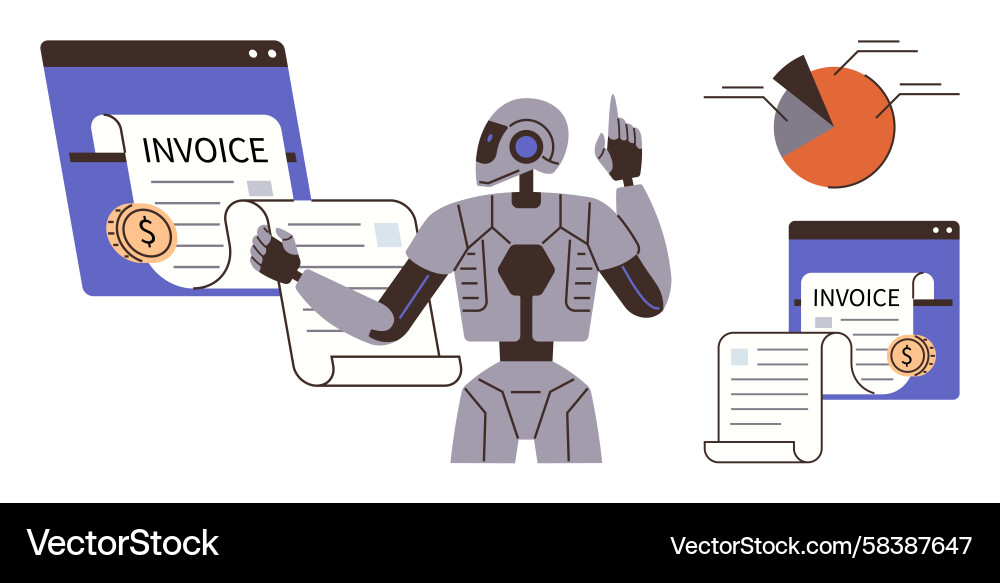 AI Invoice Automation & Data Analysis Vector Image