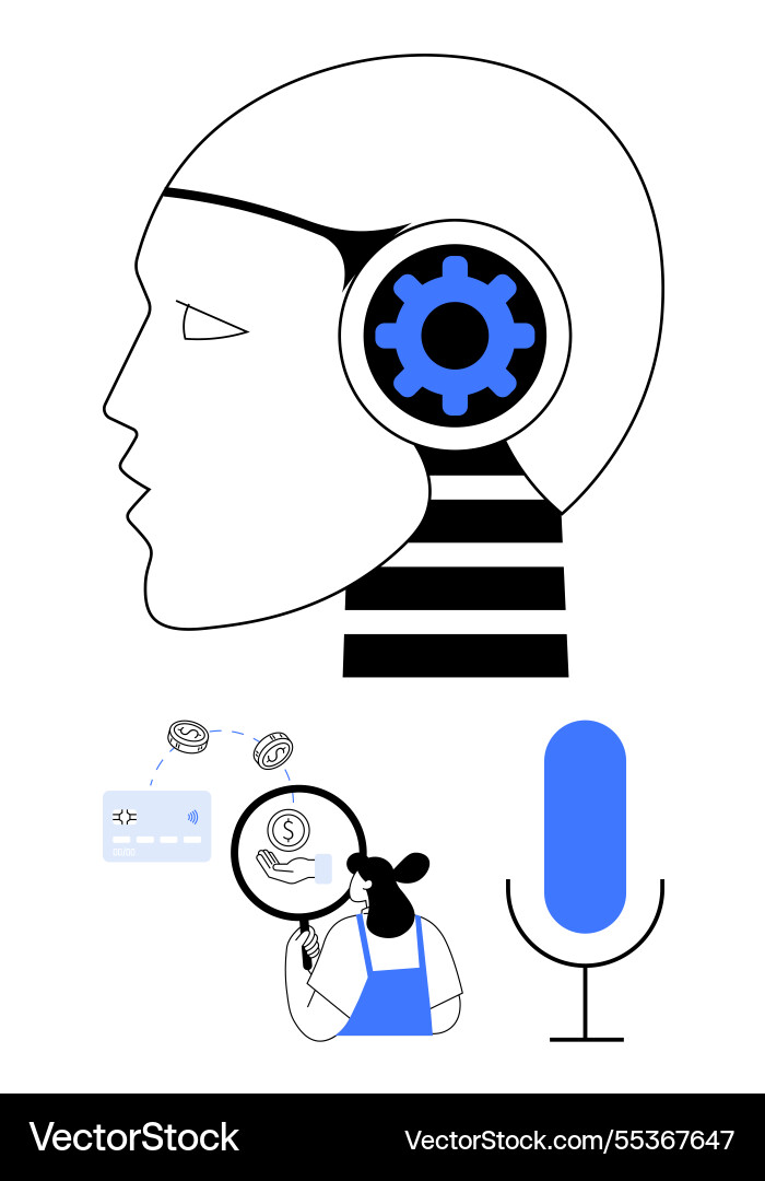 Artificial intelligence and voice recognition Artificial intelligence and voice recognition vector image