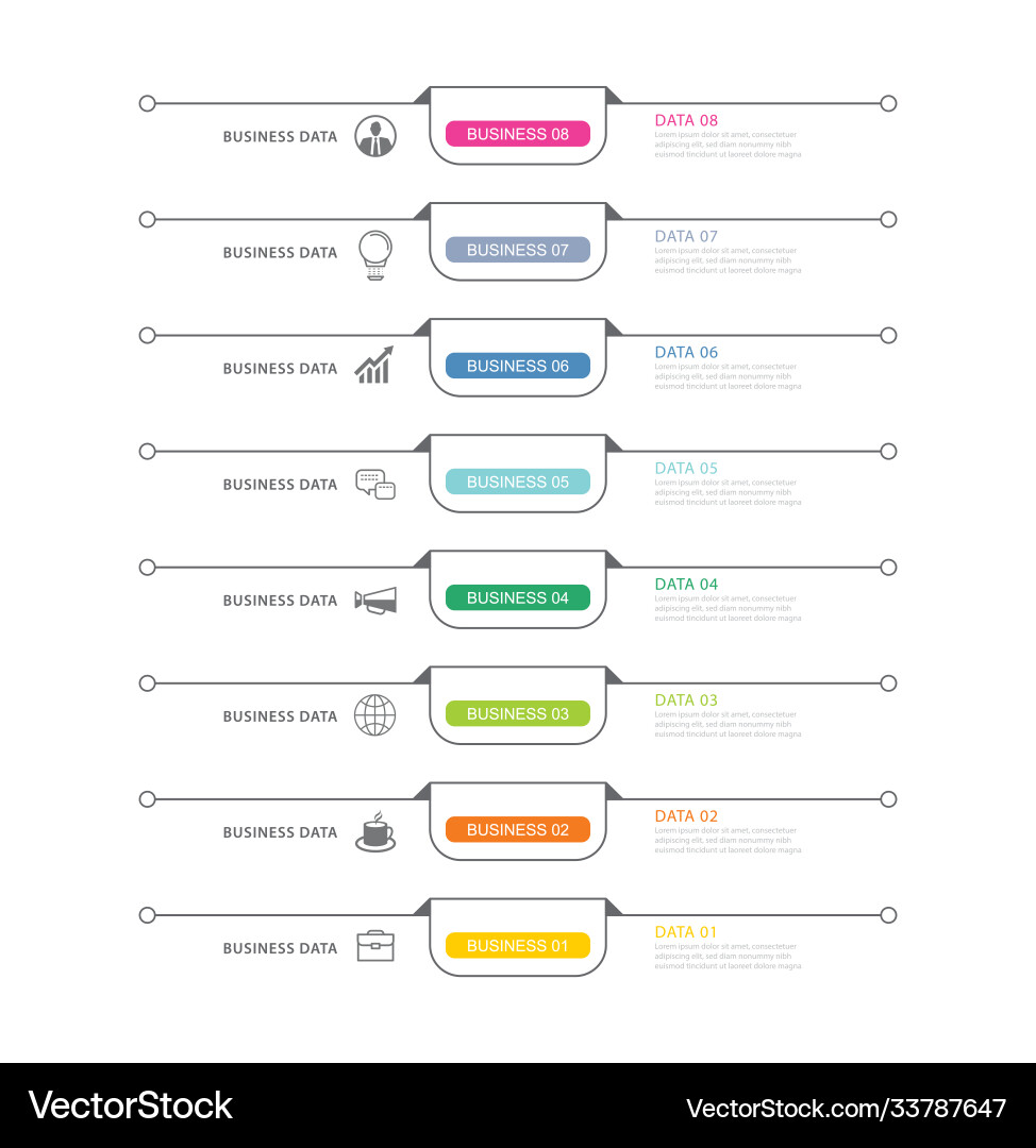 Data Tab Index Template - Thin Line vector image