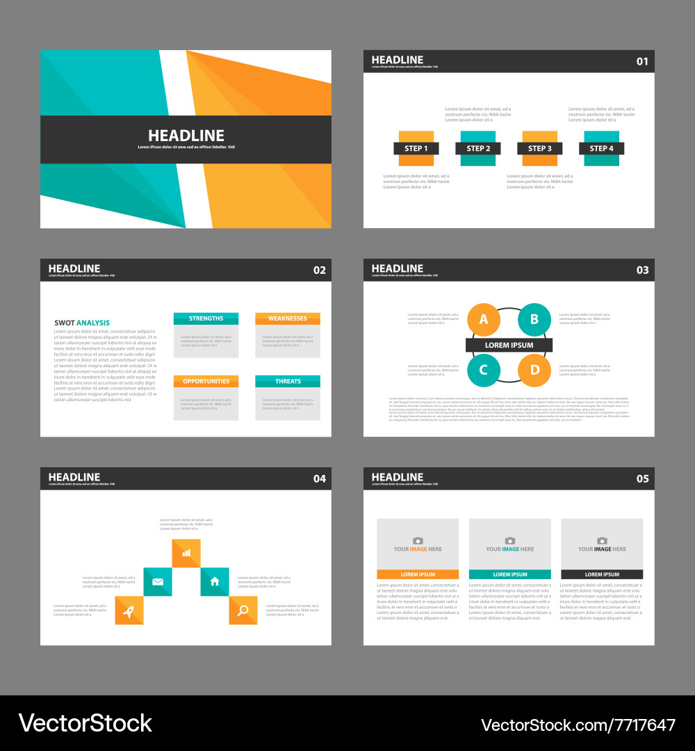 Green Orange Präsentation Vorlagen Infografik Vektorbild