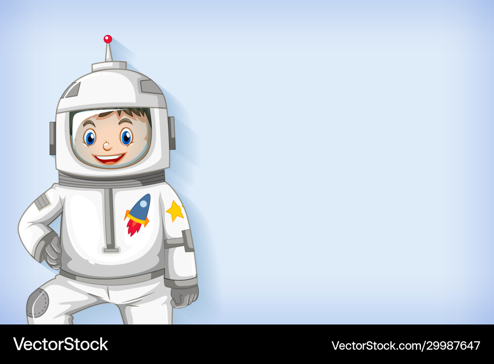 Plain background template with happy astronaut Plain background template with happy astronaut vector image