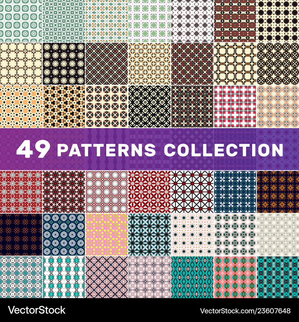49 patterns collection 49 patterns collection vector image