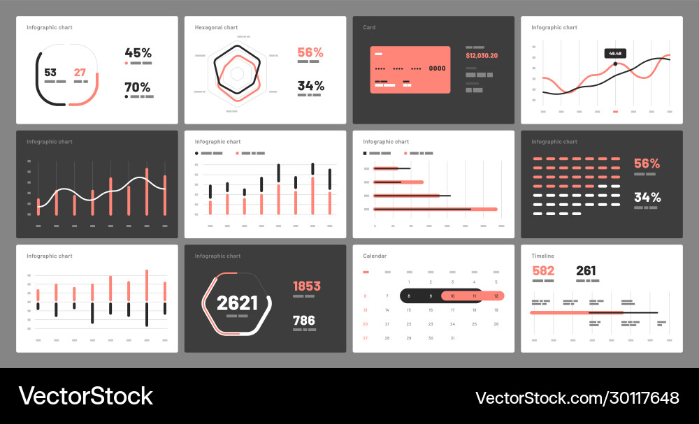 Data Dashboard UI Kit vector image