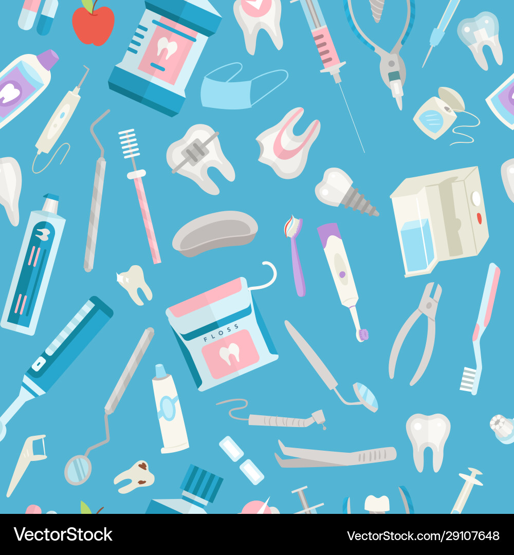 Dental care seamless pattern Royalty Free Vector Image