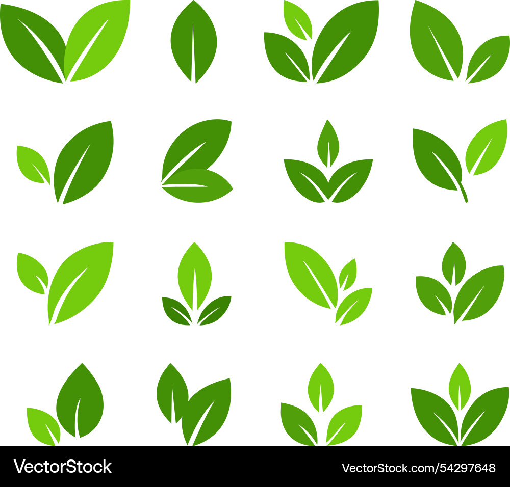 Green leaf icons collection Royalty Free Vector Image