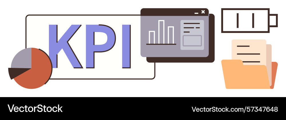 Kpi dashboard with pie chart analytics window Kpi dashboard with pie chart analytics window vector image