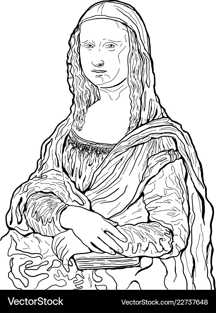 Mona lisa malerei schwarz-weiß kunstwerk Mona lisa malerei schwarz-weiß kunstwerk vektorbild