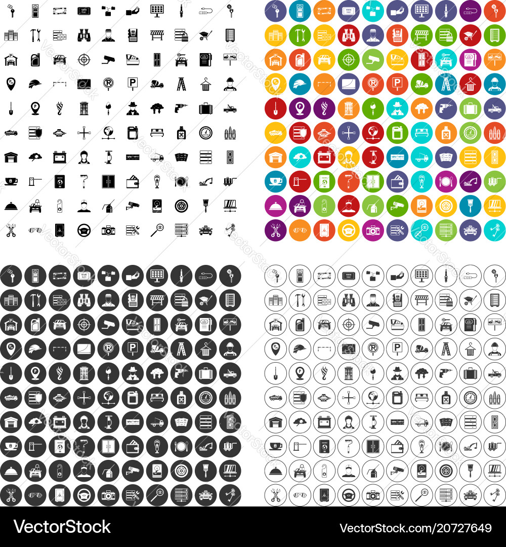 100 keys icons set variant Vector Image