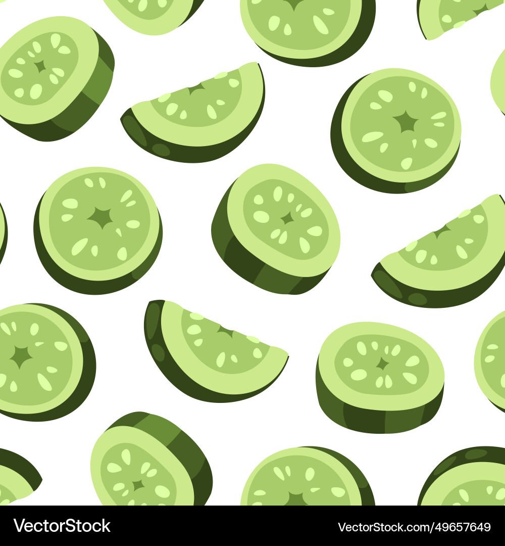Cucumber slice pattern seamless print of fresh Cucumber slice pattern seamless print of fresh vector image