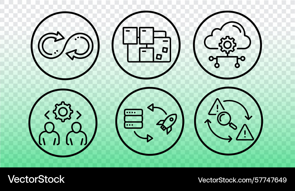 Devops Prozessautomatisierungssymbole setzen Software Devops Prozessautomatisierungssymbole setzen Software vektorbild