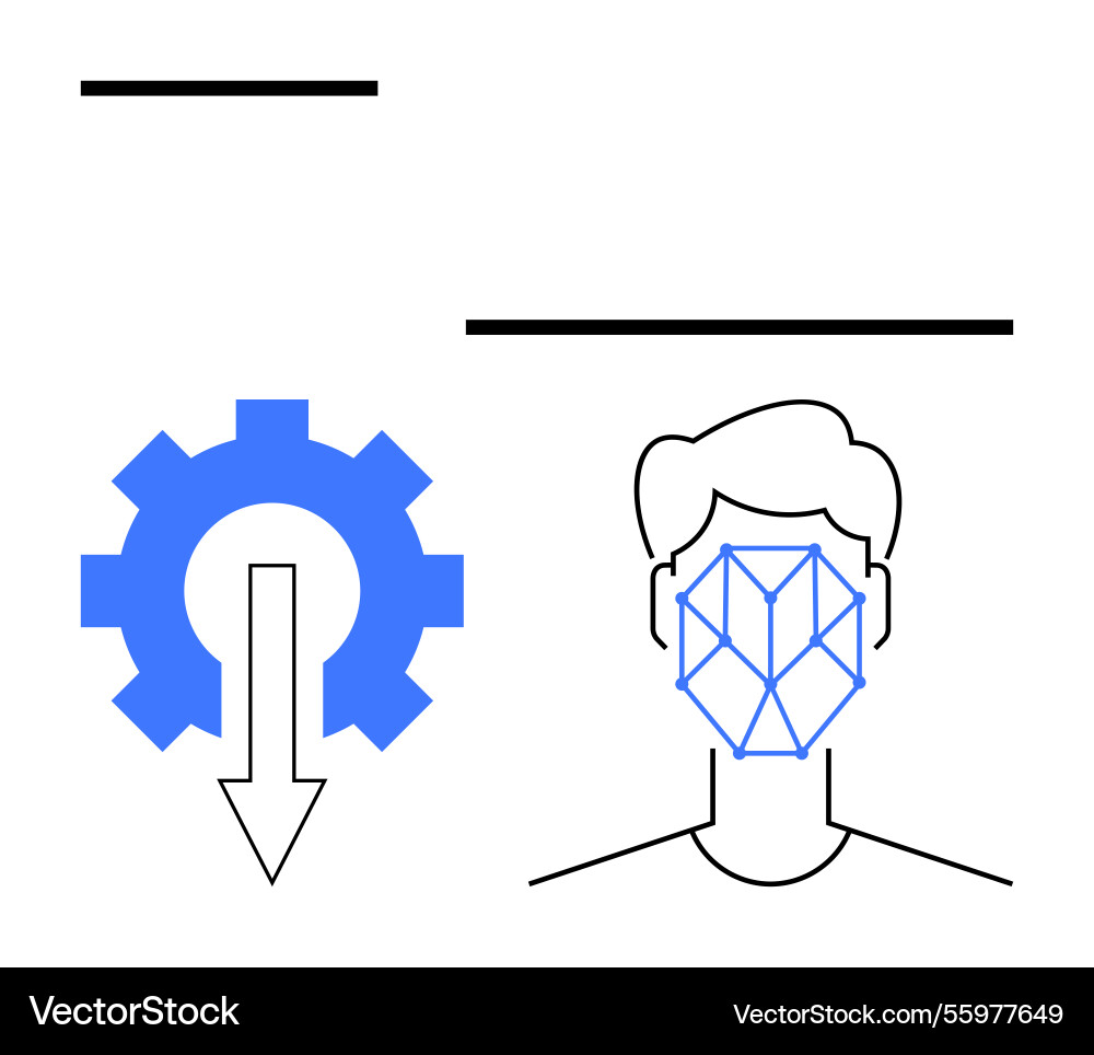 Machine learning concept with gear and facial Vector Image