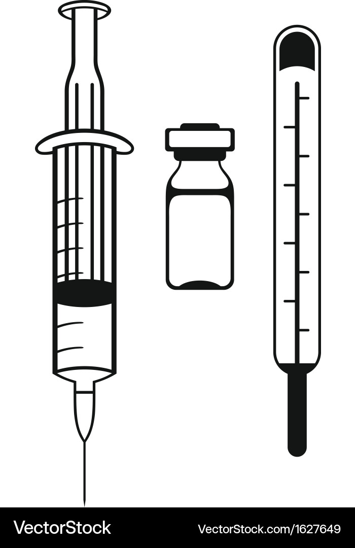 Medizinische Syringe und Thermometer Icons vektorbild