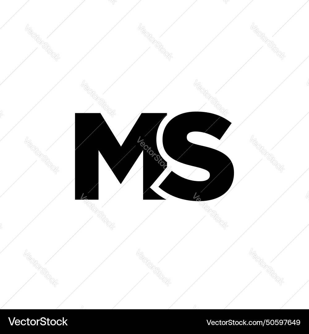 MS Monogram Logo Template - Minimal Initial Vector Image