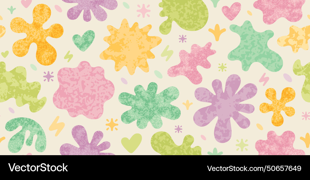 Retro pattern with flowers and abstract shapes vector image