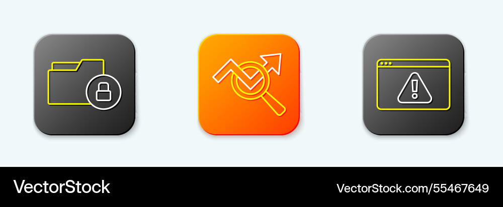 Set line folder and lock search data analysis Set line folder and lock search data analysis vector image