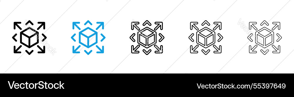 Transform icons collection in black and blue Vector Image