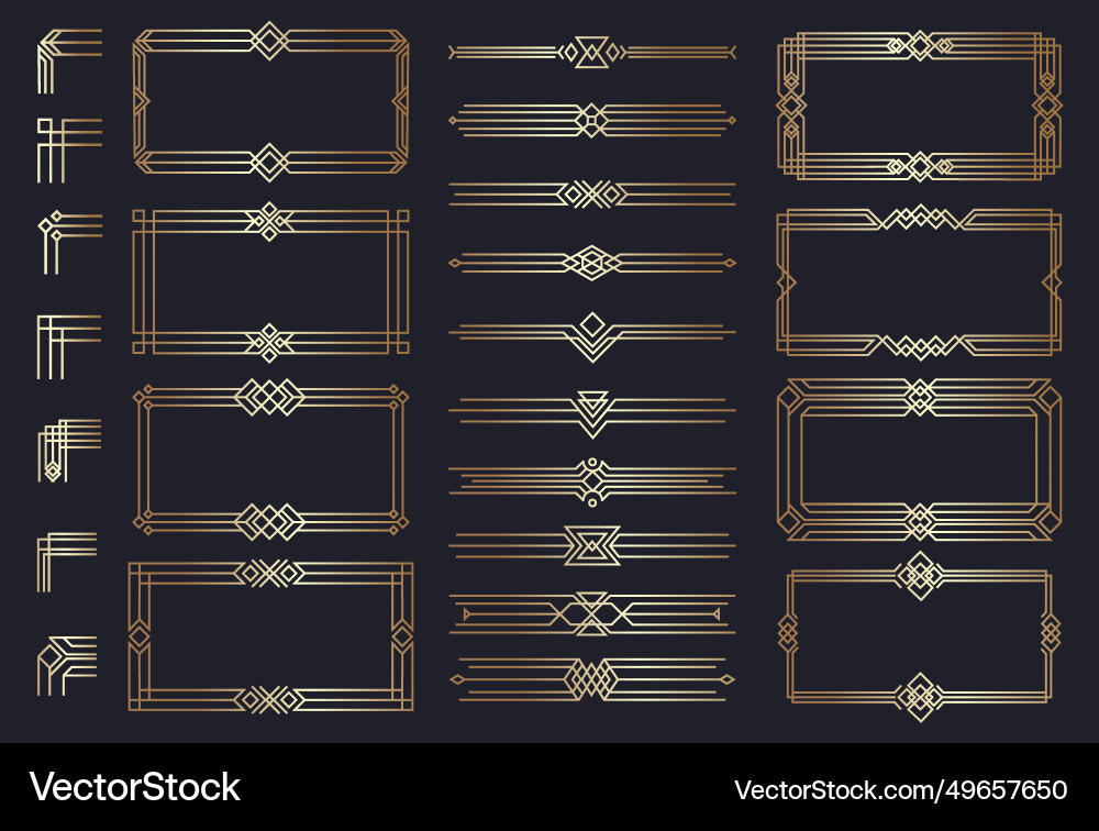 Art Deco Frame Set - Elegant Borders Vector Image