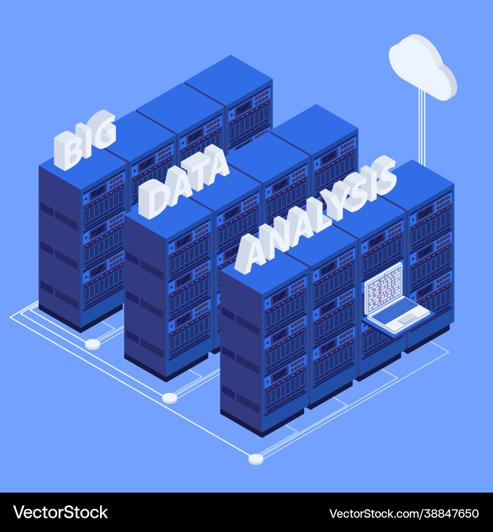 Big data analysis isometric Big data analysis isometric vector image