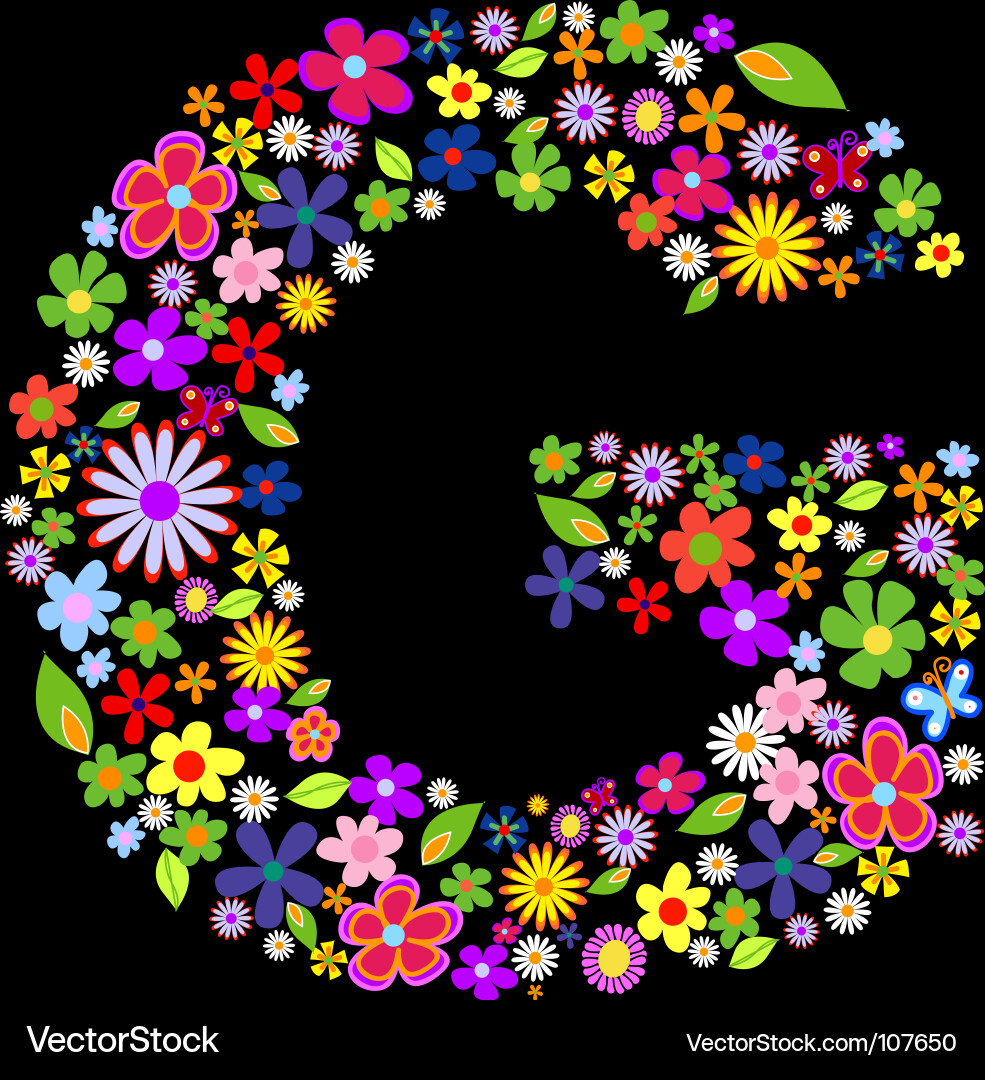 Colorful Alphabet Floral Pattern vector image