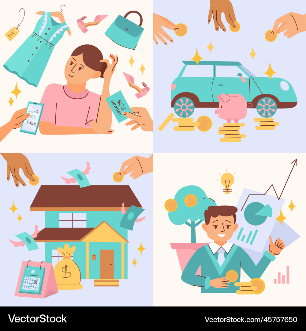 Financial Planning Icons - Expense Concepts Vector Image