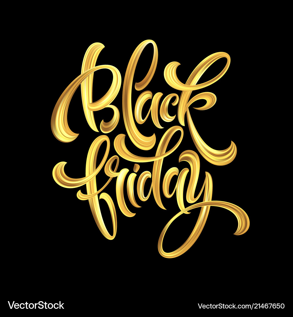 Gold black friday sale calligraphy lettering vector image