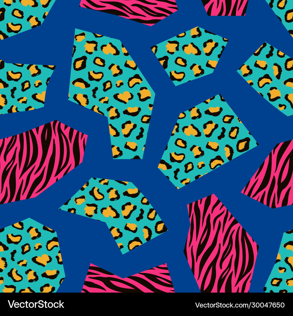 Leopard and zebra seamless geometric pattern Leopard and zebra seamless geometric pattern vector image