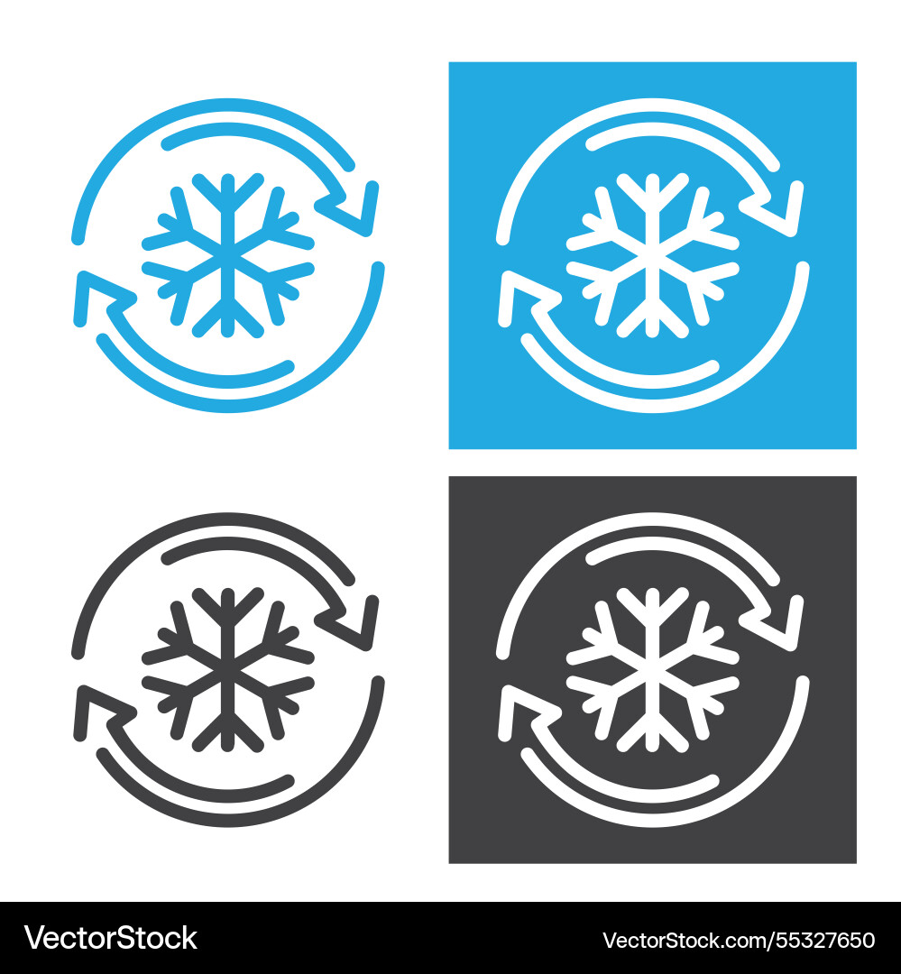 Snowflake with two rotation arrows vector image