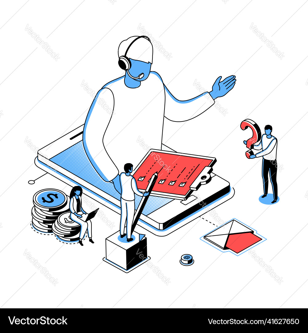 Technical support - modern line isometry design Vector Image