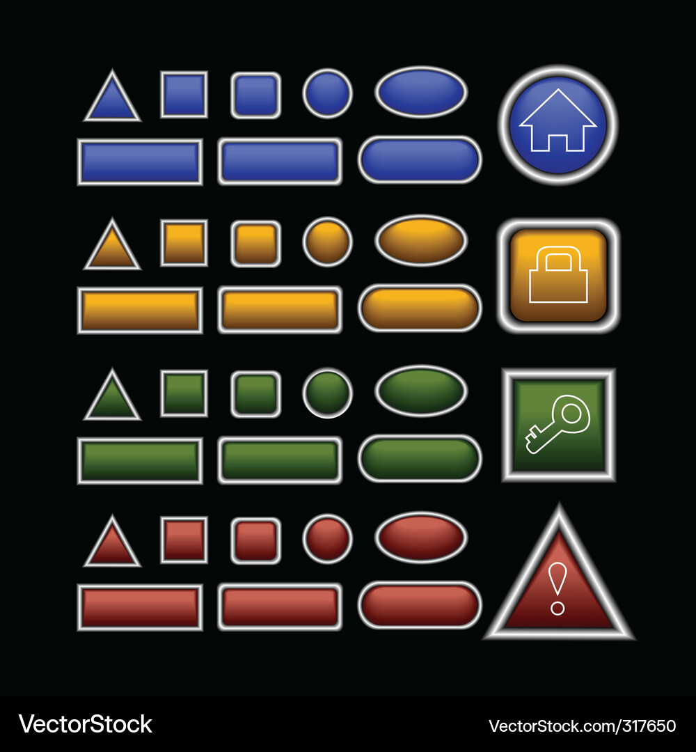 Web buttons on black Vector Image