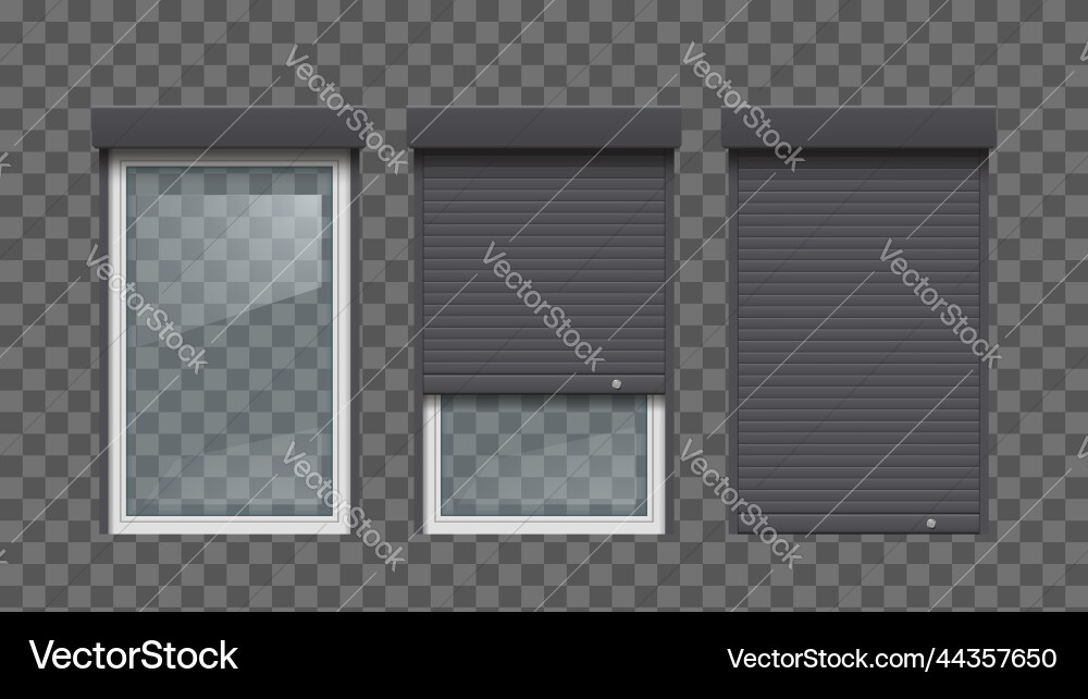 Window rollers on transparent windows in set Window rollers on transparent windows in set vector image