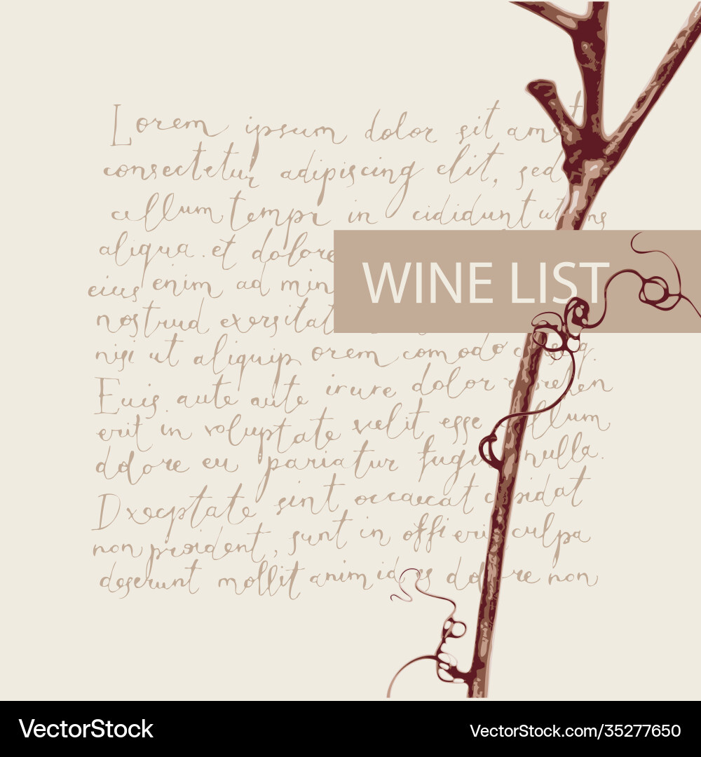 Wine list with a grape branch and text lorem ipsum Wine list with a grape branch and text lorem ipsum vector image