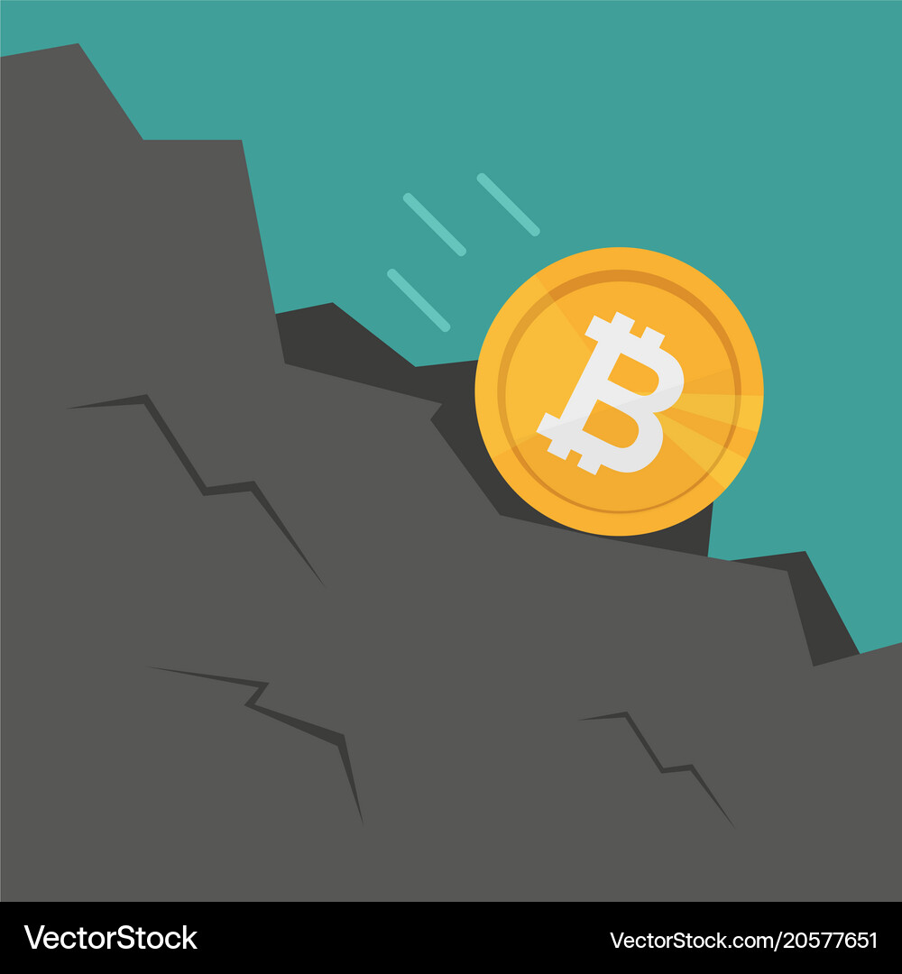 Bitcoin Falling from Cliff – Royalty-Free Vector | VectorStock