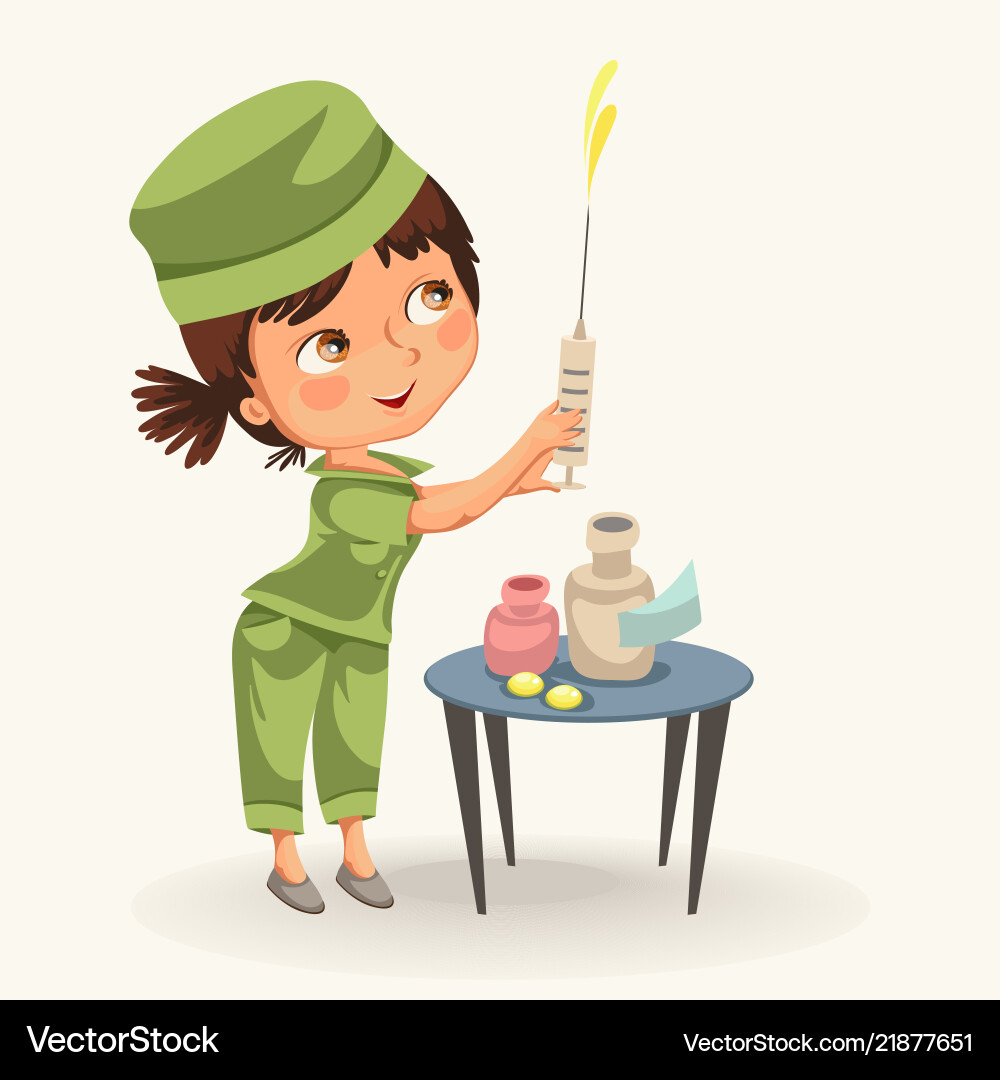 Cartoon Krankenschwester mit Spritzenposter Cartoon Krankenschwester mit Spritzenposter vektorbild