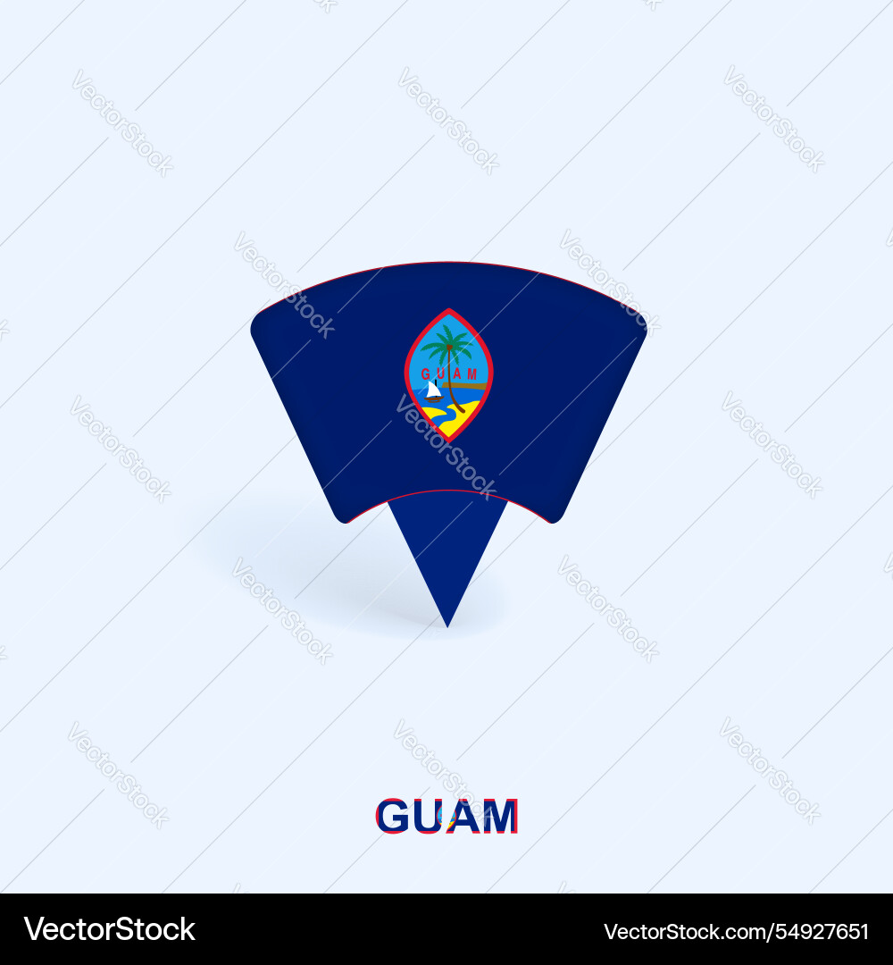 Guam flag map pointer design with shadow vector image