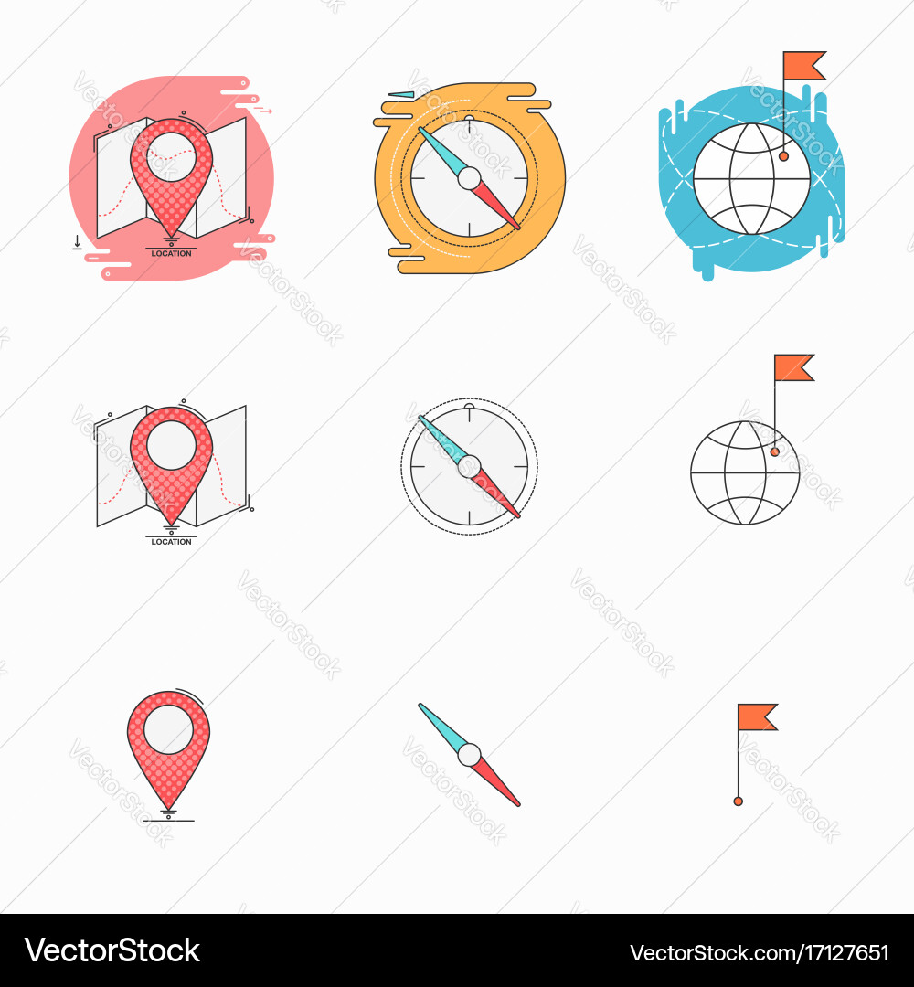 Navigation Point with Compass & Flag Vector Image
