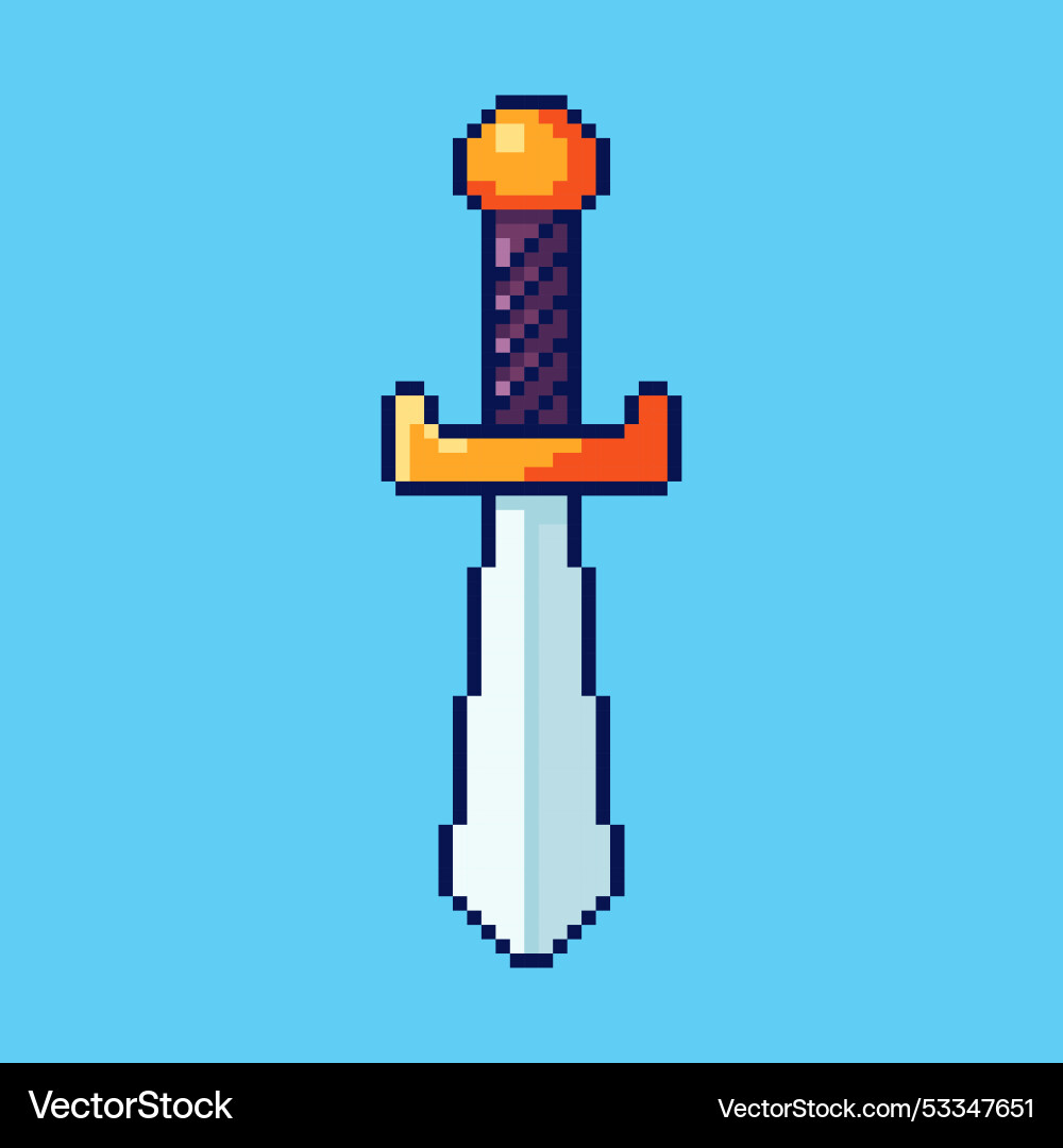 Pixel art sword game asset design Vector Image