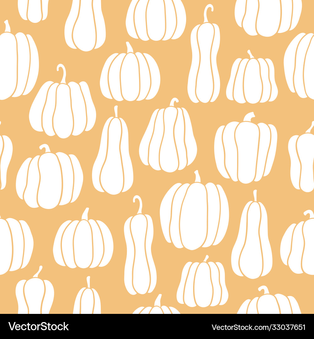 Pumpkin seamless pattern white pumpkins Pumpkin seamless pattern white pumpkins vector image
