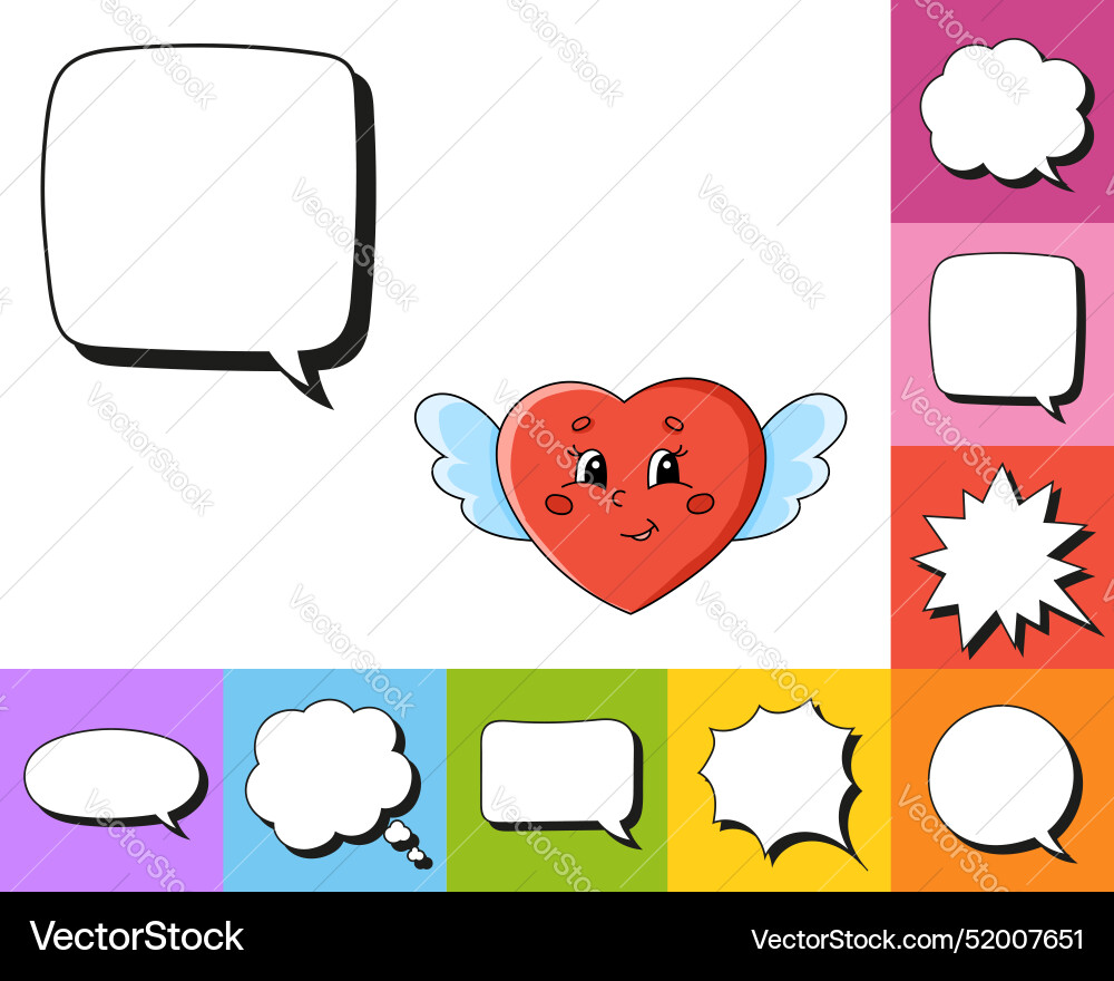 Speech bubble of different shape with a cute Speech bubble of different shape with a cute vector image