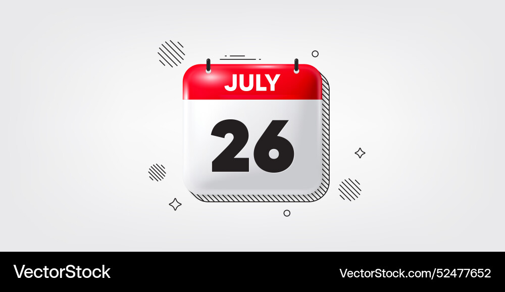 26th day of the month icon event schedule date 26th day of the month icon event schedule date vector image