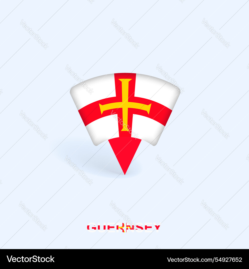Guernsey flag map pointer design with shadow Guernsey flag map pointer design with shadow Vector Image