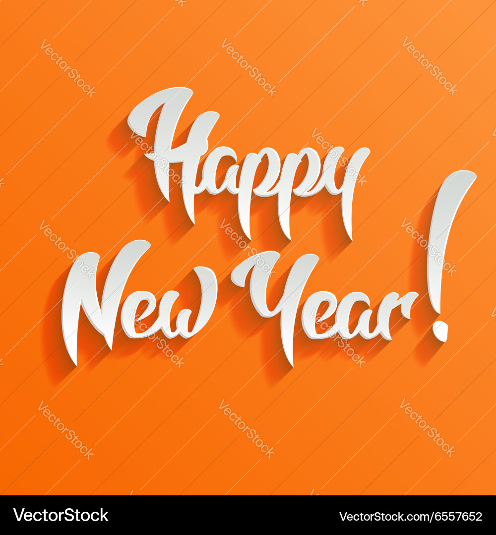 Happy new year 3d calligraphic text with shadow Vector Image
