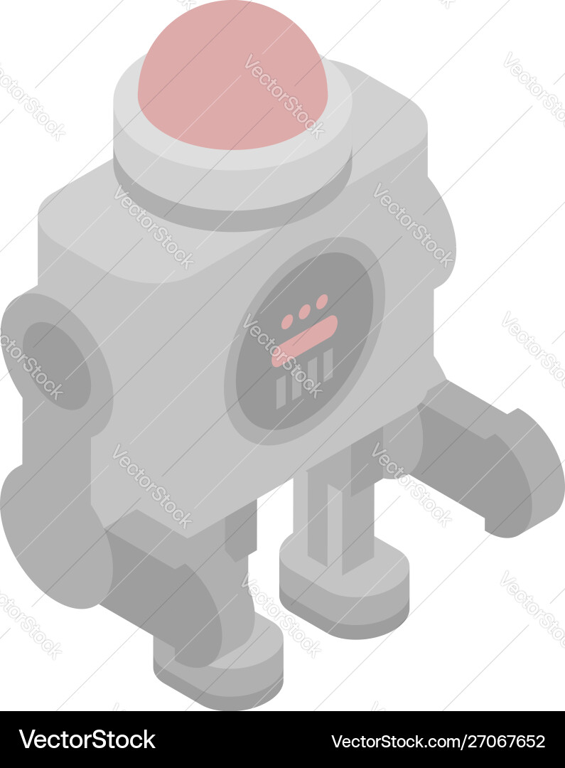 Red button robot icon isometric style Red button robot icon isometric style vector image