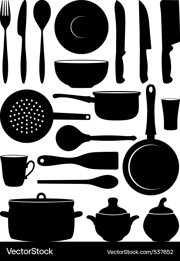 Silhouettes of Kitchenware Vector Image