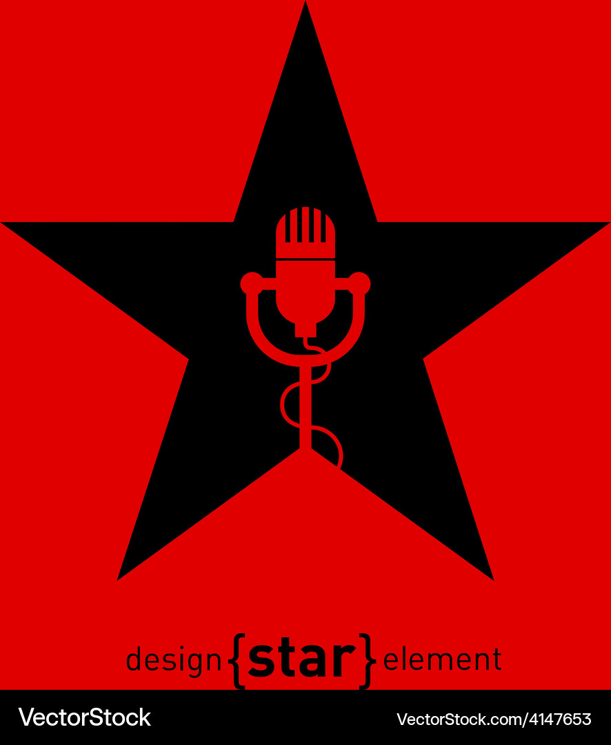 Abstract design element star with microphone Vector Image