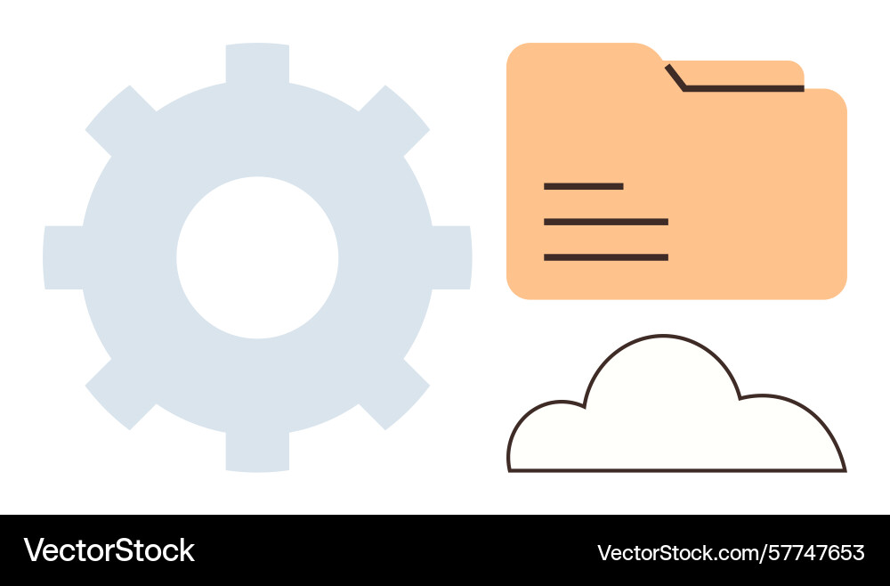 Gear folder and cloud elements representing data vector image