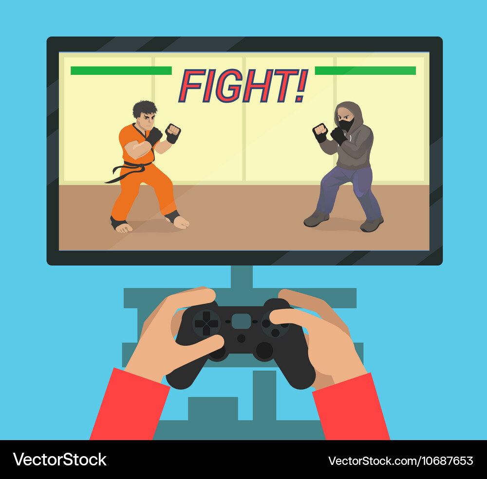 Monitor screen with video game Vector Image