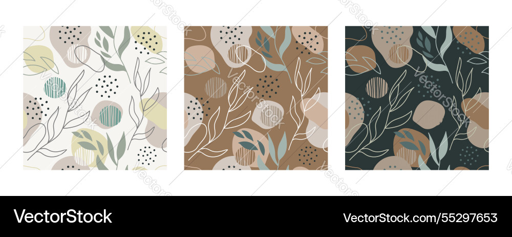 Seamless pattern with abstract leaves in trendy Vector Image