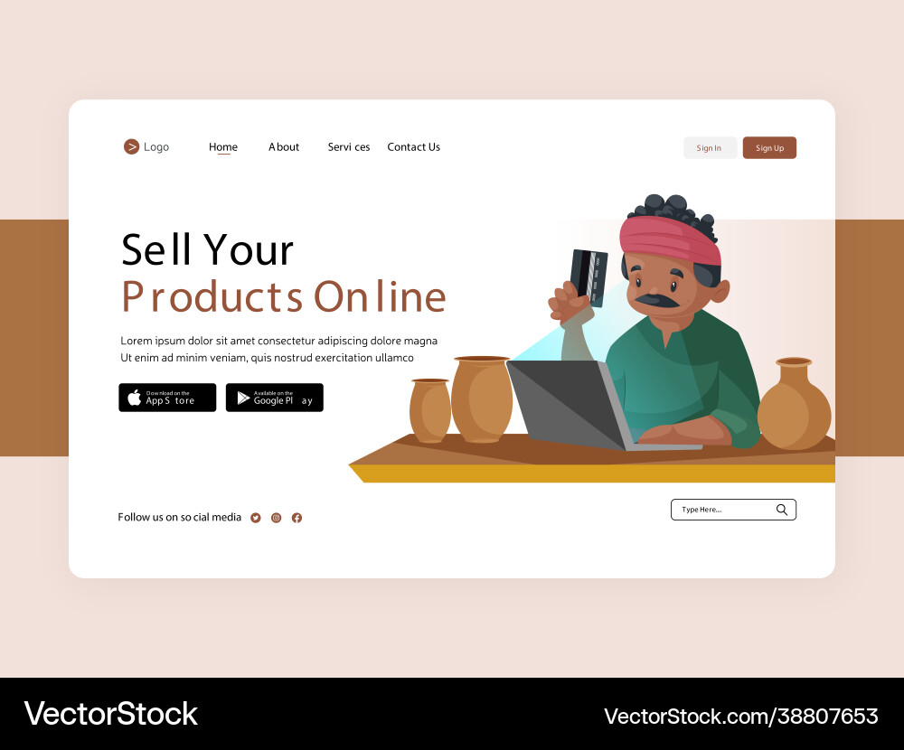 Sell your products online landing page vector image